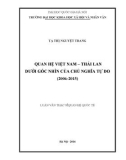 Luận văn Thạc sĩ Quan hệ quốc tế: Quan hệ Việt Nam – Thái Lan dưới góc nhìn của chủ nghĩa tự do (2006-2015)