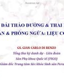 Bài giảng Đái tháo đường và thai kỳ - Dự đoán và phòng ngừa: Liệu có khả thi