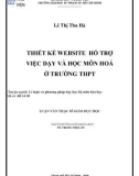 Luận văn Thạc sĩ Giáo dục học: Thiết kế website hỗ trợ việc dạy và học môn Hoá ở trường THPT