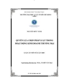 Luận án Tiến sĩ Luật học: Quyền lựa chọn pháp luật trong hoạt động kinh doanh thương mại