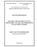 khoá luận tốt nghiệp: hoạt động truyền thông quảng bá thương hiệu có sử dụng người định hướng dư luận trên fac