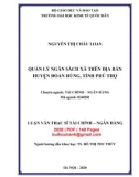 Luận văn Thạc sĩ Tài chính ngân hàng: Quản lý ngân sách xã trên địa bàn huyện Đoan Hùng tỉnh Phú Thọ