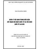 Tóm tắt Luận án tiến sĩ Kinh tế: Quản lý hải quan trong điều kiện đẩy mạnh hội nhập quốc tế tại Cửa khẩu quốc tế Lao Bảo