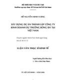 Luận văn Thạc sĩ Kinh tế: Xây dựng dự án thành lập công ty kinh doanh dự thưởng bóng đá tại Việt Nam