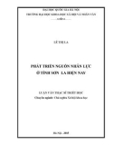 Luận văn Thạc sĩ Triết học: Phát triển nguồn nhân lực ở tỉnh Sơn La hiện nay