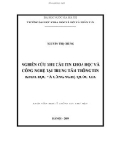 Tóm tắt Luận văn Thạc sĩ Thông tin: Nghiên cứu nhu cầu tin khoa học và công nghệ tại Trung tâm Thông tin Khoa học và Công nghệ Quốc gia