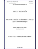 Tóm tắt luận văn thạc sĩ Quản lý công: Thanh tra chuyên ngành trong lĩnh vực nội vụ ở tỉnh Nam Định