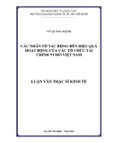 Luận văn Thạc sĩ Kinh tế: Các nhân tố tác động đến hiệu quả hoạt động của các tổ chức tài chính vi mô Việt Nam
