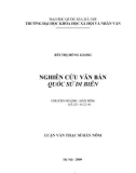 Luận văn Thạc sĩ Hán Nôm: Nghiên cứu văn bản Quốc sử di biên