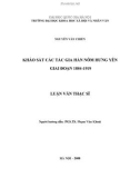 Luận văn Thạc sĩ: Khảo sát các tác gia Hán Nôm Hưng Yên giai đoạn 1884 – 1919