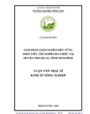 Luận văn Thạc sĩ Kinh tế nông nghiệp: Giải pháp giảm nghèo bền vững theo tiêu chí nghèo đa chiều tại huyện Nho Quan, tỉnh Ninh Bình