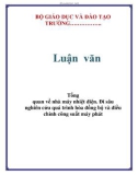 Luận văn: Tổng quan về nhà máy nhiệt điện. Đi sâu nghiên cứu quá trình hòa đồng bộ và điều chỉnh công suất máy phát