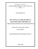 Luận văn Thạc sĩ Xã hội học: Tiêu chuẩn lựa chọn bạn đời của thanh niên nông thôn hiện nay (Nghiên cứu trường hợp xã Hồng Phong, huyện Chương Mỹ, thành phố Hà Nội)