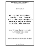 Luận văn Thạc sĩ Quản lý an toàn và sức khỏe nghề nghiệp: Đề xuất giải pháp quản lý an toàn vệ sinh, lao động cho làng nghề, nghiên cứu trường hợp làng nghề gỗ La Xuyên, Ý Yên, Nam Định