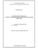 Tóm tắt luận văn Tiến sĩ Ngữ văn: Truyền thuyết dân gian về những cuộc khởi nghĩa chống Pháp ở Nam Bộ (1858-1918)