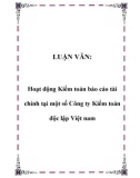 LUẬN VĂN: Hoạt động Kiểm toán báo cáo tài chính tại một số Công ty Kiểm toán độc lập Việt nam