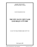 Luận văn: TRUYỆN NGẮN VIỆT NAM GIAI ĐOẠN 1975-1985