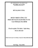 Tóm tắt luận văn thạc sĩ: Hoán thiện công tác phân bổ ngân sách nhà nước tại tỉnh Quảng Bình