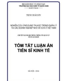 Tóm tắt Luận án Tiến sĩ Kinh tế: Nghiên cứu ứng dụng tin học trong quản lý tại các doanh nghiệp nhỏ và vừa ở Việt Nam