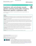 Experiences with and attitudes towards geriatric screening among older emergency department patients: A qualitative study