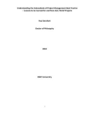 Doctoral thesis of Philosophy: Understanding the antecedents to project management best practice - lessons from aid relief projects