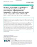 Reduction in unplanned hospitalizations associated with a physician focused intervention to reduce potentially inappropriate medication use among older adults: A population-based cohort study