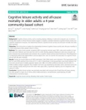 Cognitive leisure activity and all-cause mortality in older adults: A 4-year community-based cohort