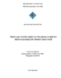 Luận án tiến sĩ Nông nghiệp: Phân lập, tuyển chọn và ứng dụng vi khuẩn phân giải keratin trong chăn nuôi