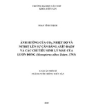 Luận án tiến sĩ Nông nghiệp: Ảnh hưởng của CO2, nhiệt độ và nitrit lên sự cân bằng axít-bazơ và các chỉ tiêu sinh lý máu của lươn đồng (Monopterus albus Zuiew, 1793)