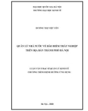 Luận văn Thạc sĩ Quản lý kinh tế: Quản lý nhà nước về bảo hiểm thất nghiệp trên địa bàn thành phố Hà Nội