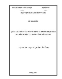 Luận văn Thạc sĩ Quản lý công: Quản lý nhà nước đối với kinh tế trang trại trên địa bàn huyện Lục Nam - tỉnh Bắc Giang