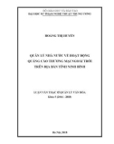 Luận văn thạc sĩ Quản lý văn hóa: Quản lý nhà nước về hoạt động quảng cáo thương mại ngoài trời trên địa bàn tỉnh Ninh Bình