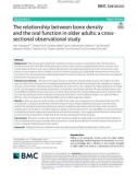 The relationship between bone density and the oral function in older adults: A cross-sectional observational study