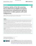 Predictive ability of the G8 screening test to determine probable sarcopenia and abnormal comprehensive geriatric assessment in older patients with solid malignancies