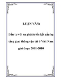 Luận văn hay: Đầu tư với sự phát triển kết cấu hạ tầng giao thông vận tải ở Việt Nam giai đoạn 2001-2010