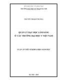 Luận án tiến sĩ Khoa học giáo dục: Quản lý dạy học lâm sàng ở các trường Đại học Y Việt Nam