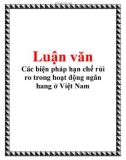 Luận văn: Các biện pháp hạn chế rủi ro trong hoạt động ngân hang ở Việt Nam