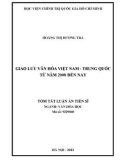 Tóm tắt Luận án Tiến sĩ Văn hóa học: Giao lưu văn hóa Việt Nam - Trung Quốc từ năm 2008 đến nay