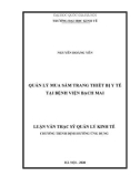 Luận văn Thạc sĩ Quản lý kinh tế: Quản lý mua sắm trang thiết bị y tế tại Bệnh viện Bạch Mai