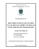 Luận văn Thạc sĩ: Hoàn thiện cơ chế tự chủ tài chính của các đơn vị sự nghiệp y tế công lập có thu trên địa bàn tỉnh Khánh Hoà