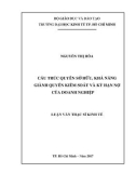 Luận văn Thạc sĩ Kinh tế: Cấu trúc quyền sở hữu, khả năng giành quyền kiểm soát và kỳ hạn nợ của doanh nghiệp