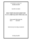 Tóm tắt luận văn Thạc sĩ Kinh tế: Phát triển doanh nghiệp nhỏ và vừa trên địa bàn tỉnh Đắk Lắk