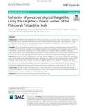 Validation of perceived physical fatigability using the simplified-Chinese version of the Pittsburgh Fatigability Scale