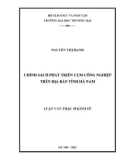 Luận văn Thạc sĩ Kinh tế: Chính sách phát triển cụm công nghiệp trên địa bàn tỉnh Hà Nam