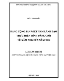 Luận án tiến sĩ Sử học: Đảng Cộng sản Việt Nam lãnh đạo thực hiện bình đẳng giới từ năm 2006 đến năm 2016