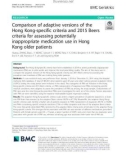 Comparison of adaptive versions of the Hong Kong-specific criteria and 2015 Beers criteria for assessing potentially inappropriate medication use in Hong Kong older patients