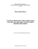 Luận văn Thạc sĩ Giáo dục học: Vận dụng hình thức nhật kí đọc sách vào việc dạy đọc hiểu văn bản thơ ở trường phổ thông