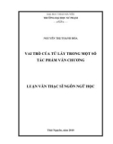 Tóm tắt Luận văn Thạc sĩ Ngôn ngữ học: Vai trò của từ láy trong một số tác phẩm văn chương