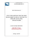 Luận văn Thạc sĩ Kế toán: Tăng cường kiểm soát thuế thu nhập doanh nghiệp tại Chi cục Thuế khu vực Đồng Hới - Quảng Ninh, tỉnh Quảng Bình