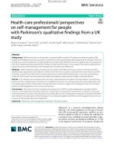 Health care professionals' perspectives on self-management for people with Parkinson's: Qualitative findings from a UK study